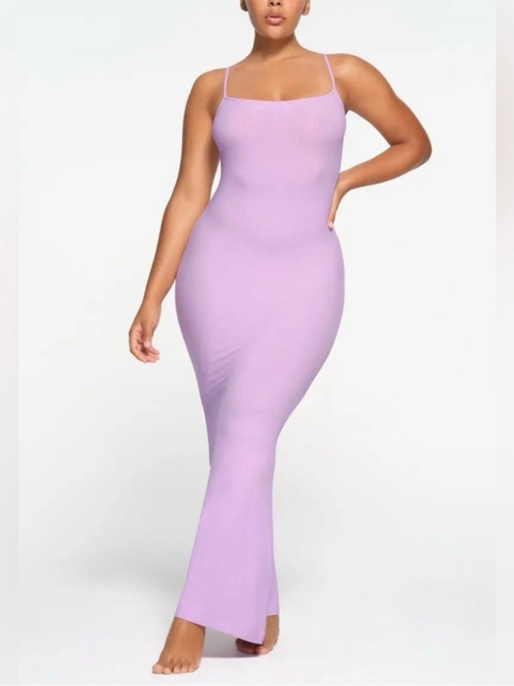 Skims soft lounge long slip dress in sugar plum